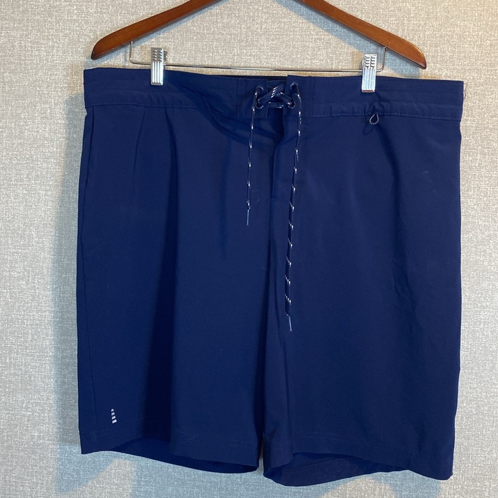 Lands End Navy Long Leg Swim Shorts - Picture 2 of 9
